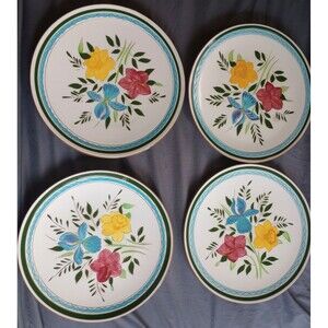 Stangl Pottery Country Garden Dinner Plate Floral 10" Vintage Set Of 4 MCM